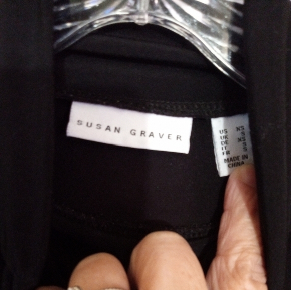 Susan Graver black mock neck long sleeve top - Picture 3 of 8